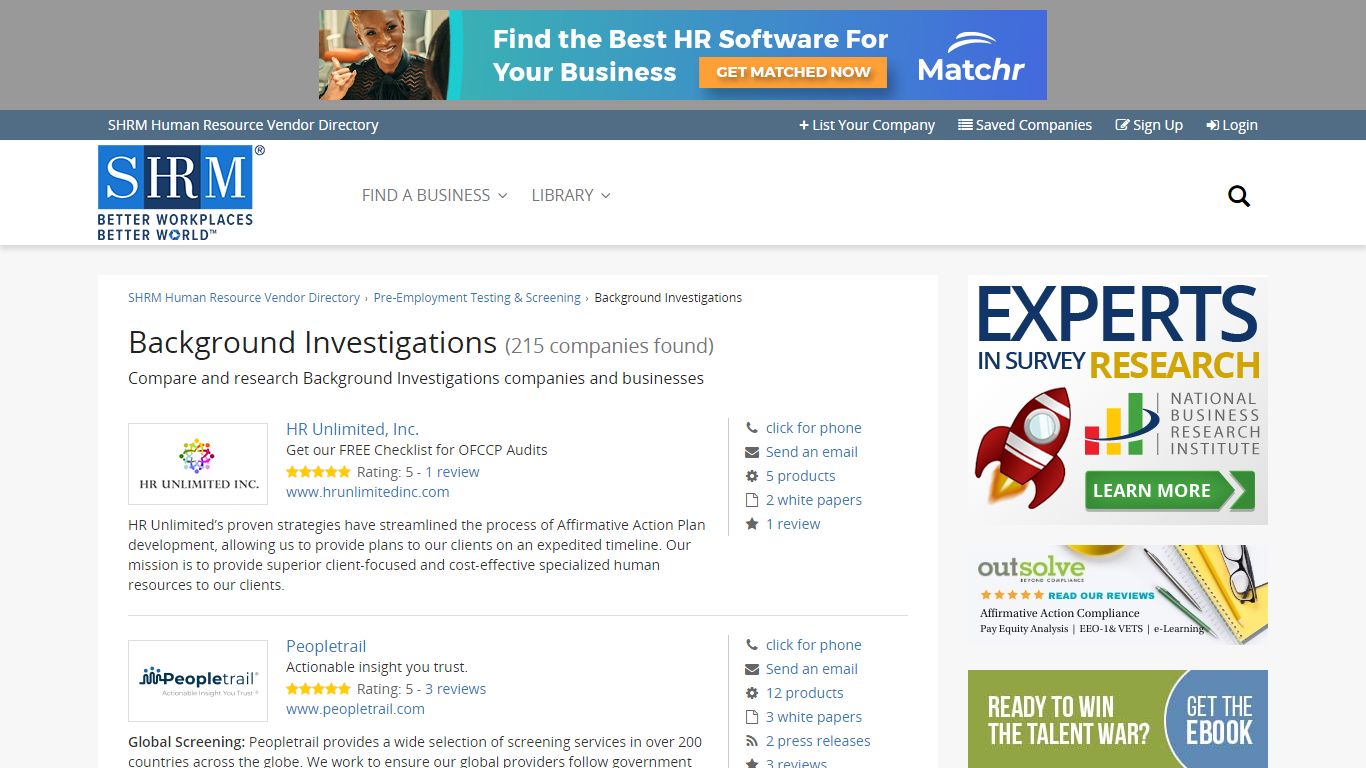 List of Background Investigations Companies and Vendors in the SHRM ...